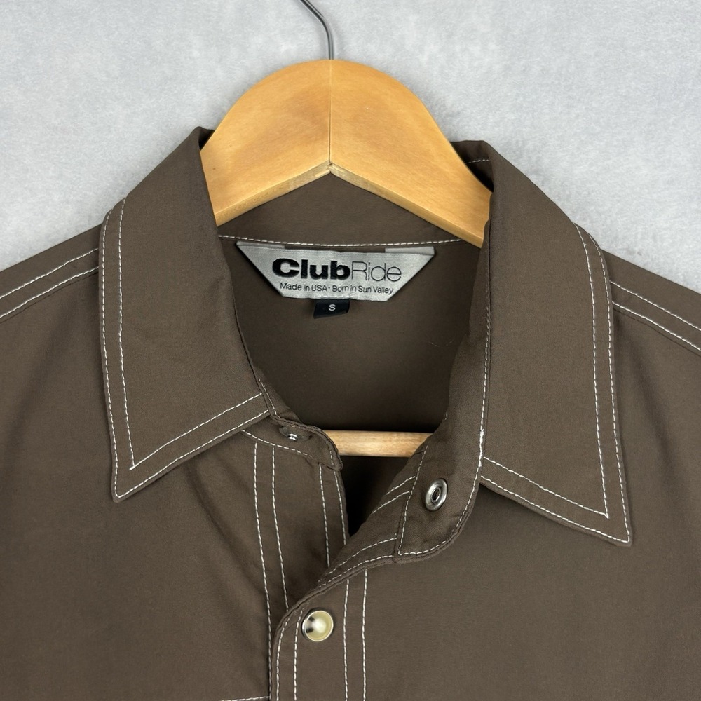 Club Ride Pearl Snap Shirt Men’s Small Brown New West MTB Biking Cycling Vented - Picture 3 of 9